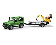 Land Rover Defender cu remorcă + micro-excavator JCB - Bruder 2593