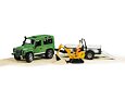 Land Rover Defender cu remorcă + micro-excavator JCB - Bruder 2593